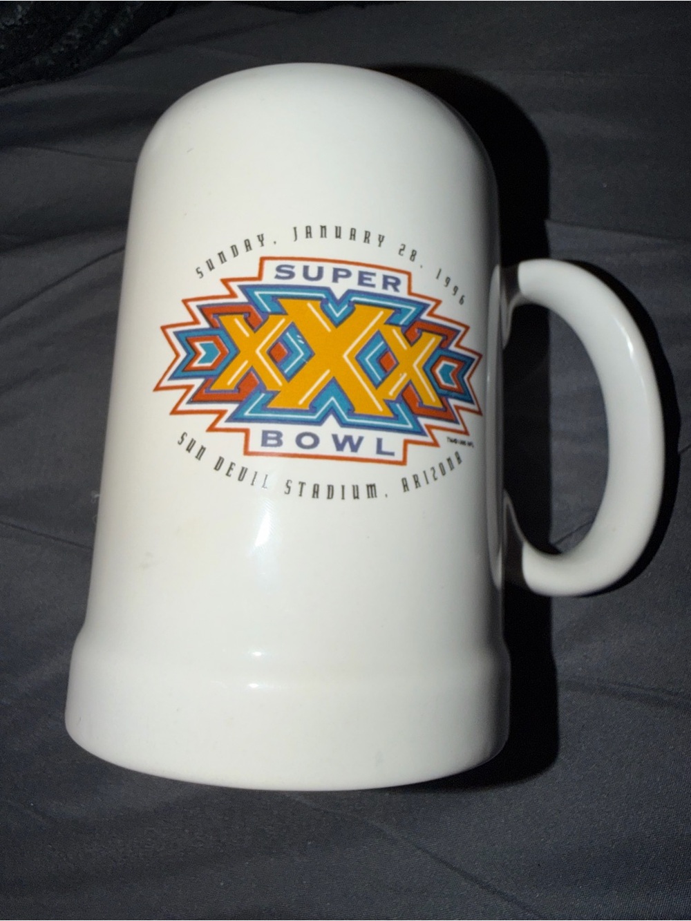 NFL Football Team Super Bowl XXX Glass Mug Collectible Cowboys Steelers Used VNT